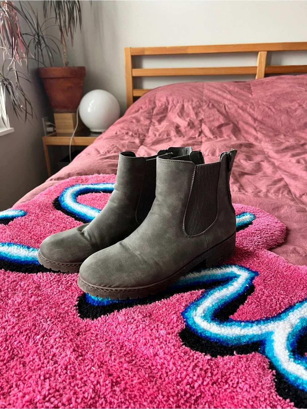Maurices Gray Chelsea Booties with Lug Sole